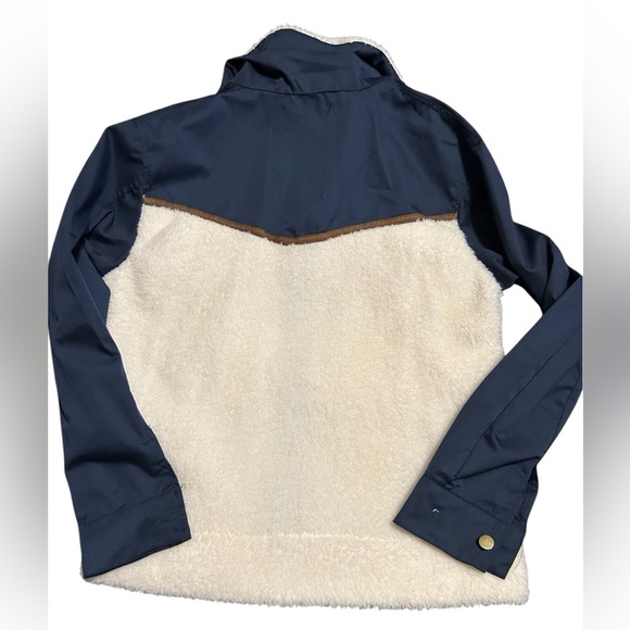 MISSLOOK Sherpa button up jacket white and blue small - Picture 2 of 6